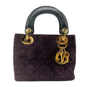 Christian Dior Mini Lady Dior Suede Leather Handbag Dark Purple